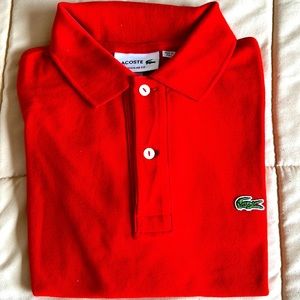 Red regular Lacoste polo shirt size XL , Fr:6